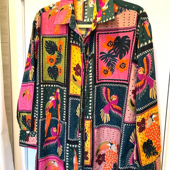 Tropical Print Button-front Duster/Lounger - Picture 10 of 10